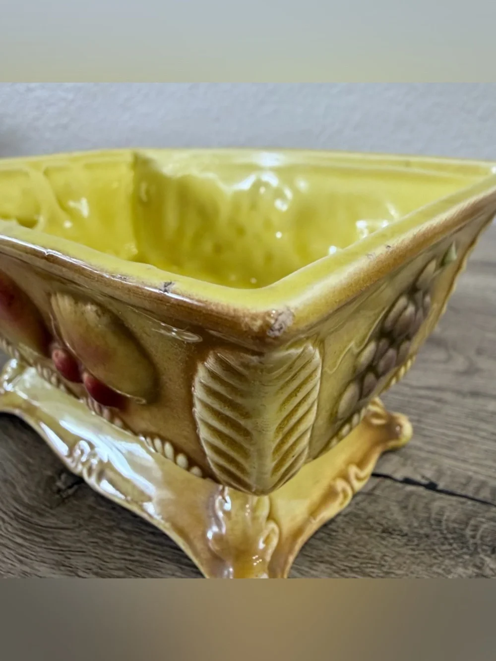 Vintage Relpo Spanish Gold 5736 3D Fruit Yellow Ceramic Pottery Planter 60’s